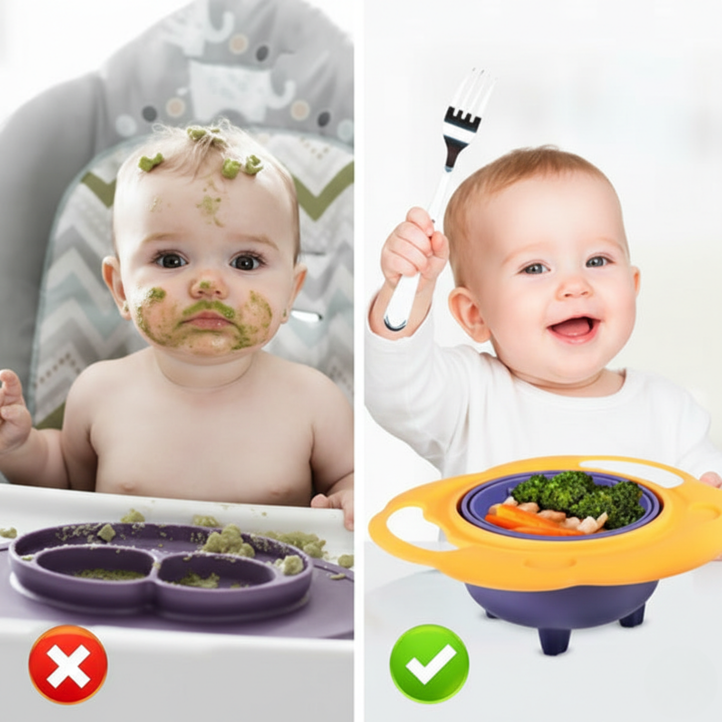 360° Baby Gyro Bowl – Spill-Proof No-Mess Feeding Bowl for Toddlers